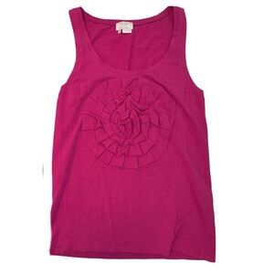 Kate Spade Live Colorfully Pink Flower Rosette Tank Top Sz M